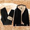Autumn and Winter Plush and Thickened Lambskin Zipper Cardigan Sweatshirt for Men with Loose Hood for Middle-aged and Young People Warm Suit