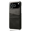 For iPhone 17 Pro Case Dual Card Slots PU Leather + Hard PC Phone Cover