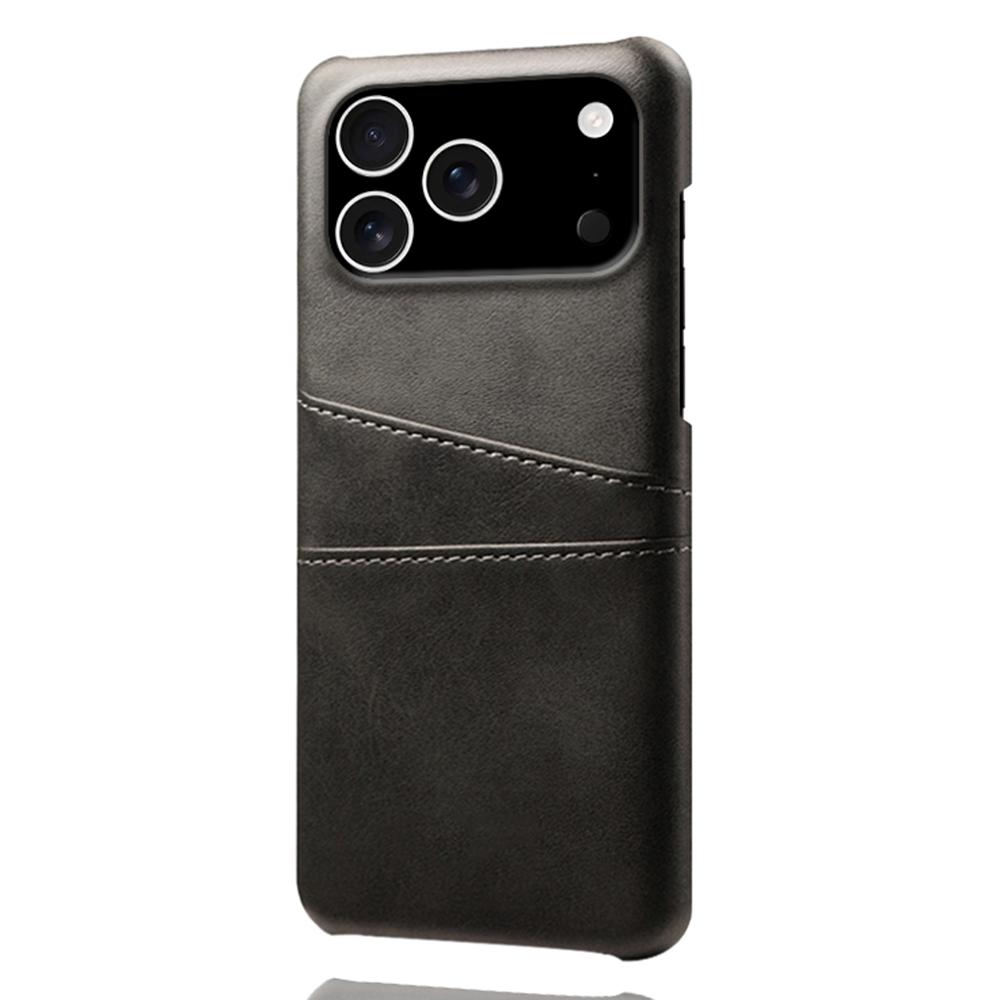 For iPhone 17 Pro Case Dual Card Slots PU Leather + Hard PC Phone Cover