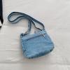 Dżinsowa torba z haftowanym napisem, wielokieszeniowa torba crossbody