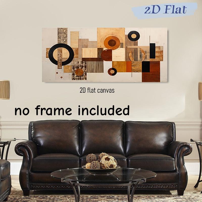 

1 modern abstract geometric wooden collage frameless canvas decoration hanging painting living room entrance study wall art deco (as the picture,50x100cm No Frame)