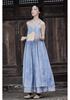 2025 Summer Dark Silent Willow Patchwork Camisole Dress with Large Hem