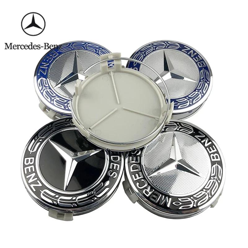 C200 E300 Hot 2026 For Benz 4pcs 75mm Car Wheel Center Caps Rims Hub Caps For Mercedes Benz W204 205 A B C E S CLA CLK ML GLK GL