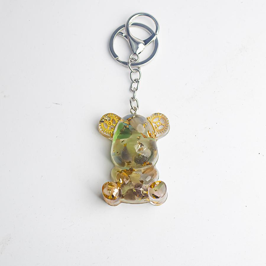 Crystal Stone Bear Pendant With Natural Gemstones For Car Keychain And Gift Use