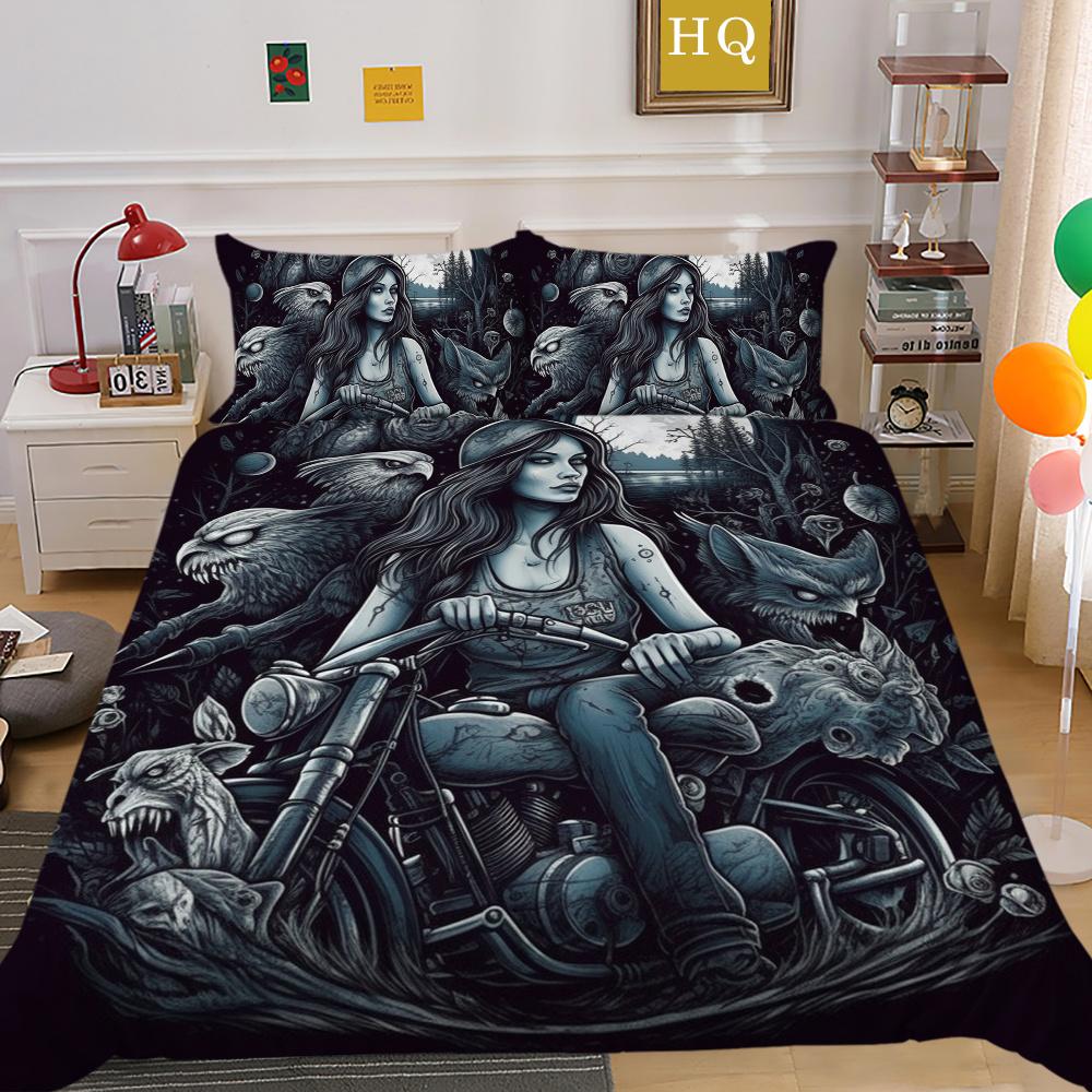 Beauty Skull Printed Home Bedclothes Single Size Polyester Bed Set Man Design Fashion Bedroom Decor