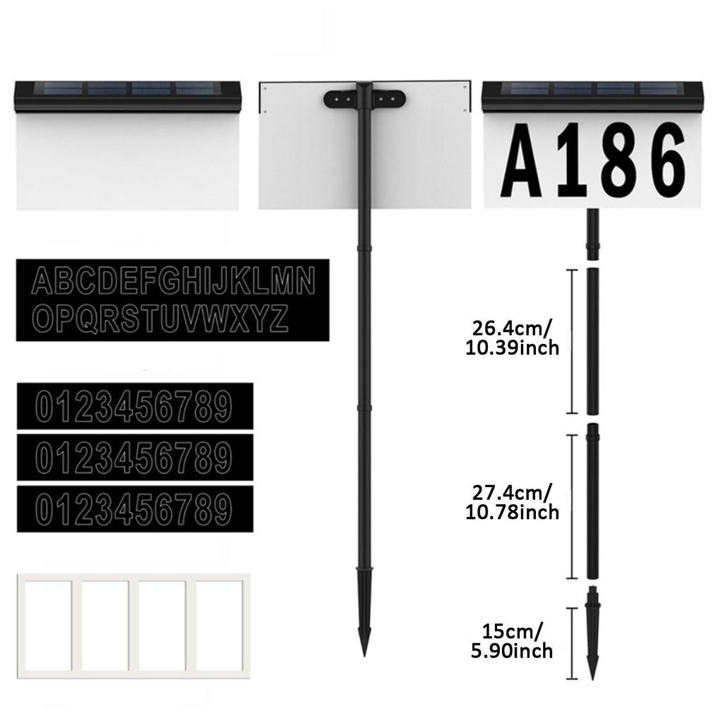 Solar Home Numbers Home Number Address Sign Plaque for Outside Doorway Yard