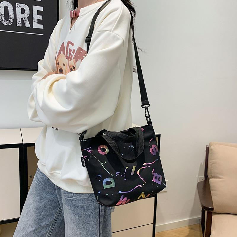 Street Style Nylon Tote Bag With Letter Print For Daily Use