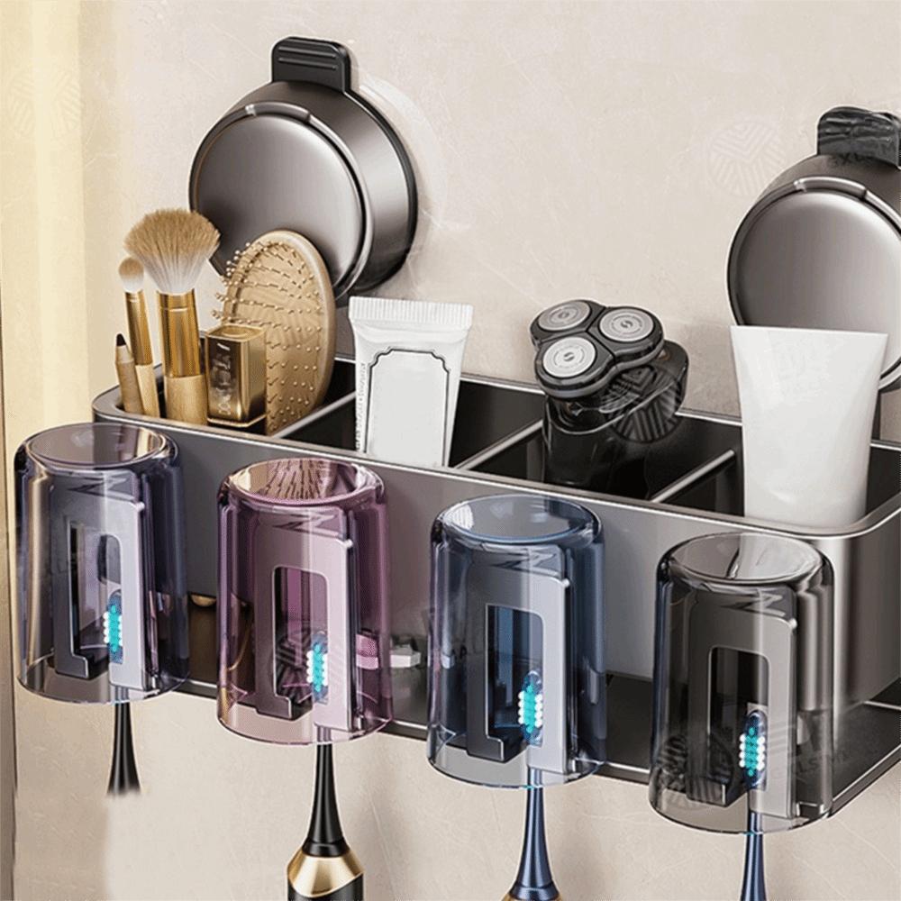 Wall-mounted Bathroom Toothpaste Rack Toothbrush Cup Holder  Bathroom Household Shelf Accessories