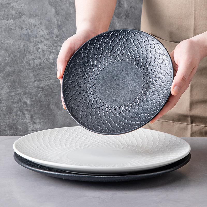 Nordic Plate High-End Steak Plate Ceramic Plate Household Japanese Tableware Flat Plate White Western Plate Light Luxury