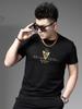 European-Style Light Luxury Rhinestone Silk Cotton Short-Sleeve T-Shirt for Men, 2025 New Summer Trendy Brand Top, Men's Half-Sleeve Tee