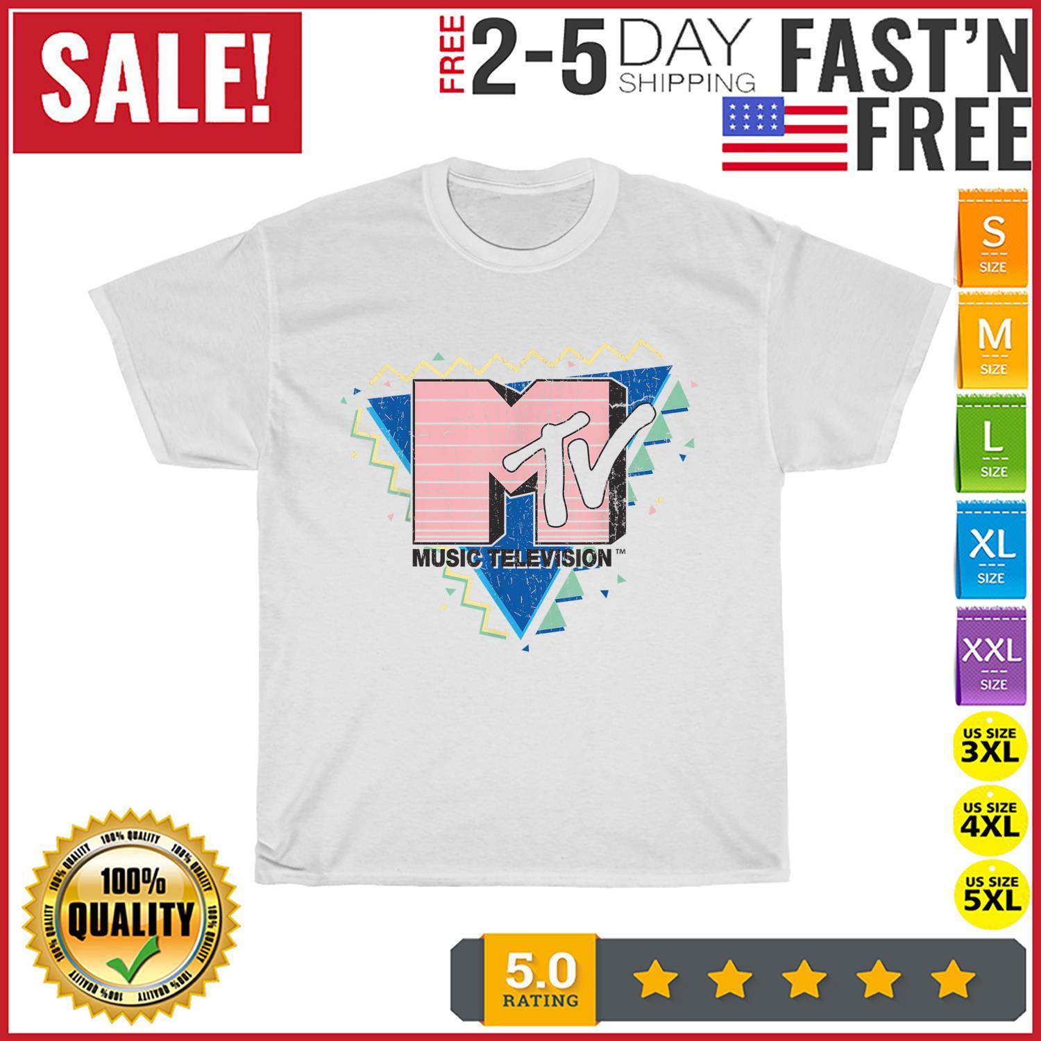MTV Pink Stripes Logo 90s Retro Vintage T Shirt Mens Womens Tees Top Men Fashion 2023 Women T Shirt Mens Womens Tees Top XL