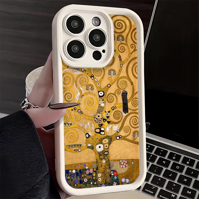 Phone Case for iPhone 17 Air 16E 15 16 Pro Max Kiss By Gustav Klimt Art Cover 14 Plus 13 12 Mini Soft Shell Silicone Fundas