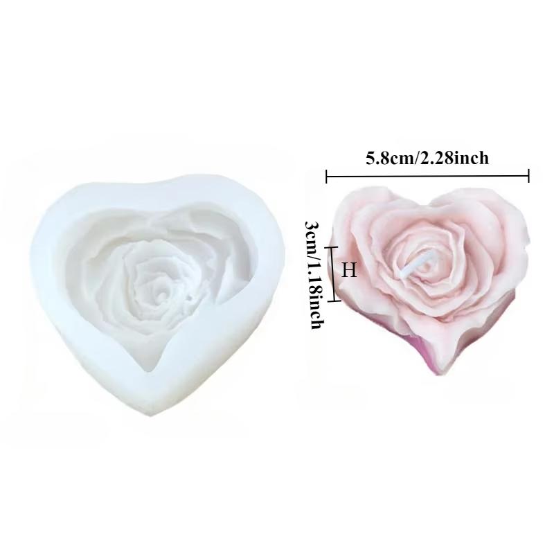 3D Love Rose Silicone Candle Mold Handmade Flower Crafts Resin Plaster Soap Molds for Valentine's Day Decoration Gift
