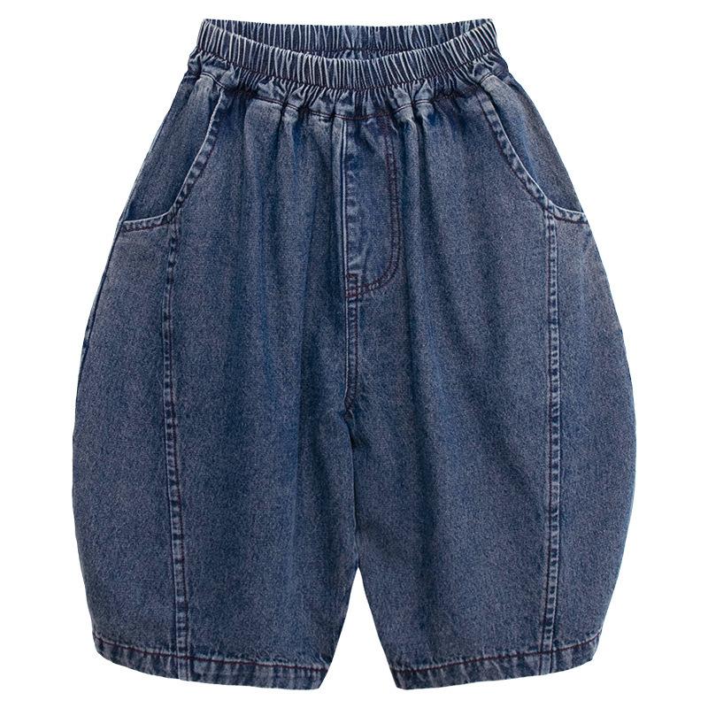 Boys Korean Style Summer Thin Denim Cropped Casual Pants For Little Kids 90cm