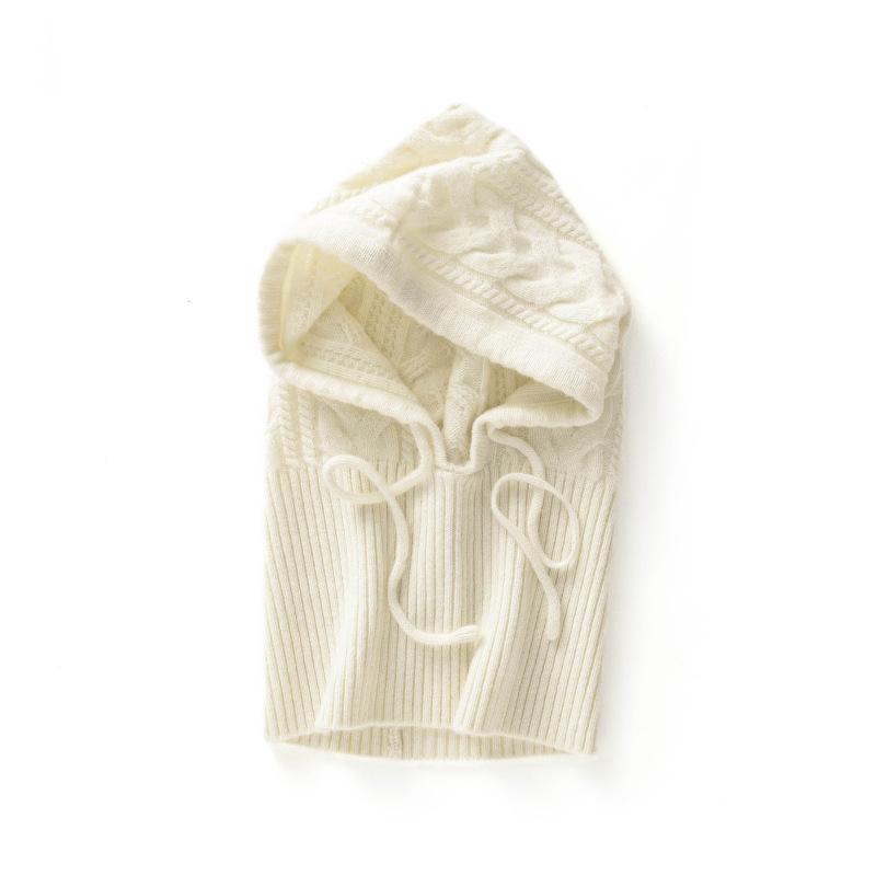 Autumn and winter cashmere knitted hat autumn and winter wool hat scarf integrated scarf cover dual-purpose men's and women's knitted hooded