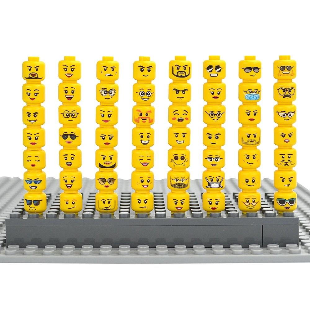 Figure Head Hair Hat Faces Expression DIY Bricks Building Blocks Model Kids Toys Boy Girl Gift Creative Laugh Cute Facial Leduo
