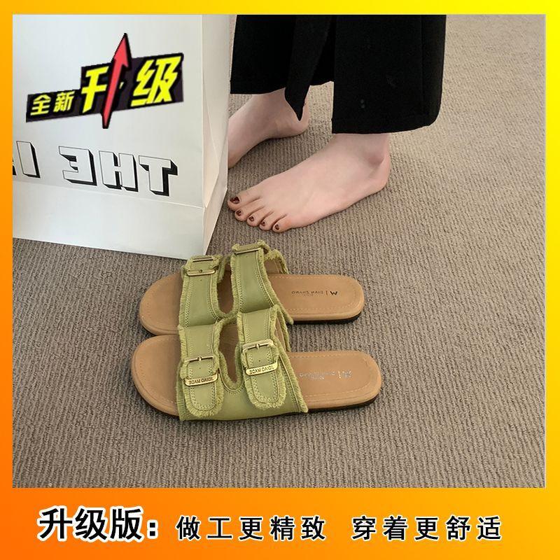 Internet Celebrity Explosion Retro Belt Buckle Slippers Women Summer Wear Platform Muller Shoes Cool Slippers 2025 New