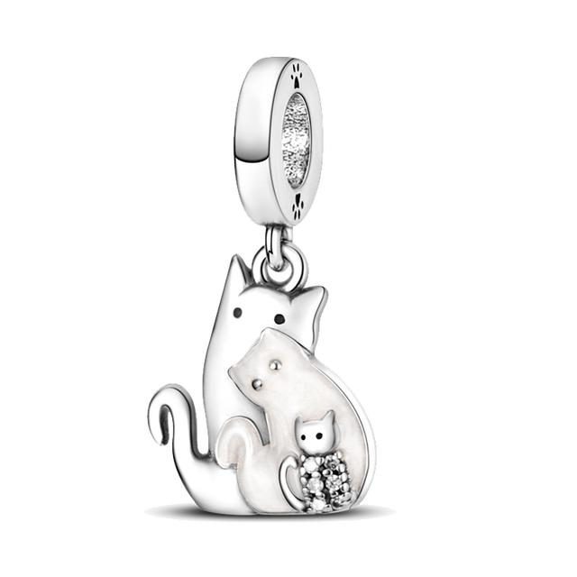 New 925 Sterling Silver Dog and Red Snowman Charm Bead Fit Original 925 Fashion Bracelets DIY Fine Jewelry Making for Women