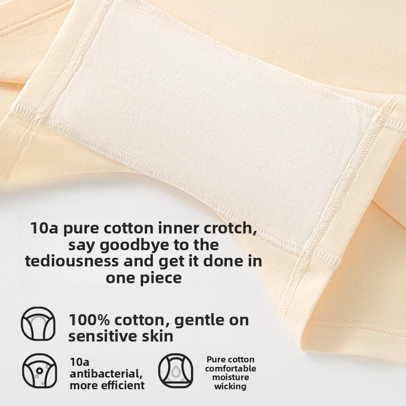 Women Spring and Autumn Pure Cotton Antibacterial Crotch Anti Tardiness High Waist Abdominal Lift Hip Non Mark Safety Flat Angle Briefs