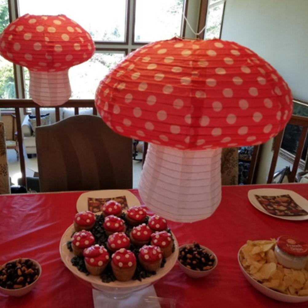 2Pcs Mushroom Shape Lantern Premium Paper Hanging Decorative Party Birthday Festival Decor Mushroom Shape Lanterns 21X21X19CM
