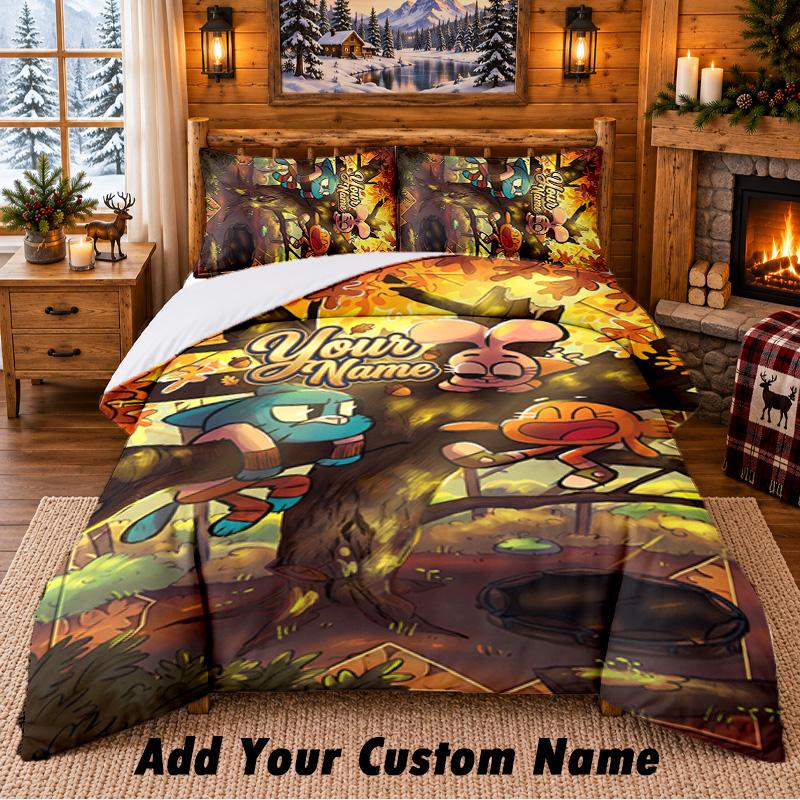 Amazing World of Gumball Custom Name 3Pcs Bedding Set 1 Bed Sheet 2 Pillowcases Bedroom Home Decor