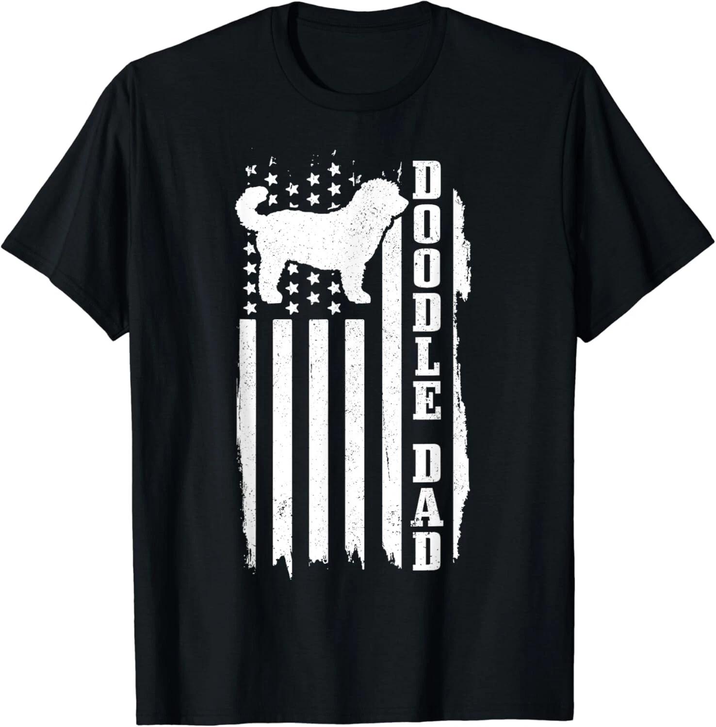 Goldendoodle Dad Vintage American Flag Patriotic Doodle Dog Gift Unisex T-Shirt S