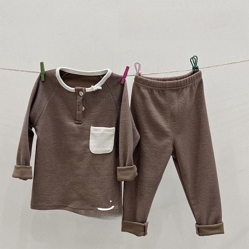 

X25012: Новый осенний корейский детский пижамный комплект - Уютный, теплый, унисекс, из двух частей 100cm