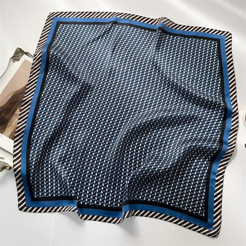 Luxury Design Fashion Square Silk Scarf Women Soft Hairband Headband Foulard Neckerchief Ribbon Bandanna Hijab Kerchief Scarves