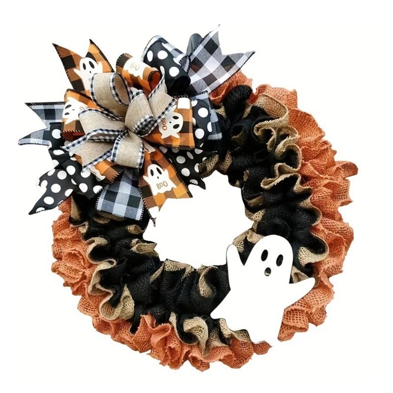 

Eerie Halloween Wall Wreath Haunting Halloween Specters Wreath Eerie Handmade Decoration for Ghoulish Parties 1