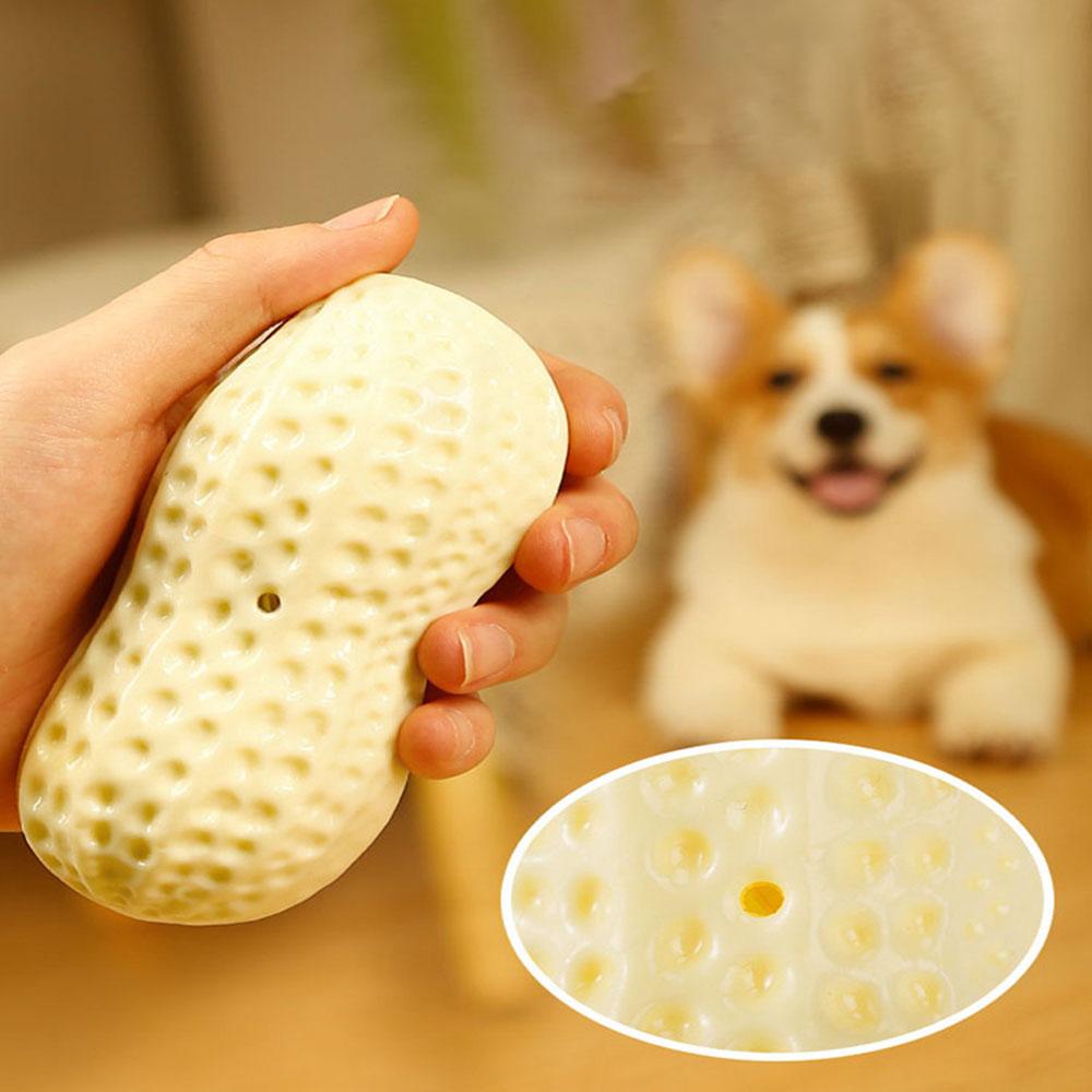 Dog Toy, Durable Chew Squeaky Ball for Teeth Grinding, Peanut - Shaped Interactive Play Toy for Dogs
