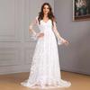 European and American Foreign Trade New Women's Clothing Autumn and Winter New Amazon Long-sleeved V-neck Pendulum Trailing Lace Dress Wedding Dress