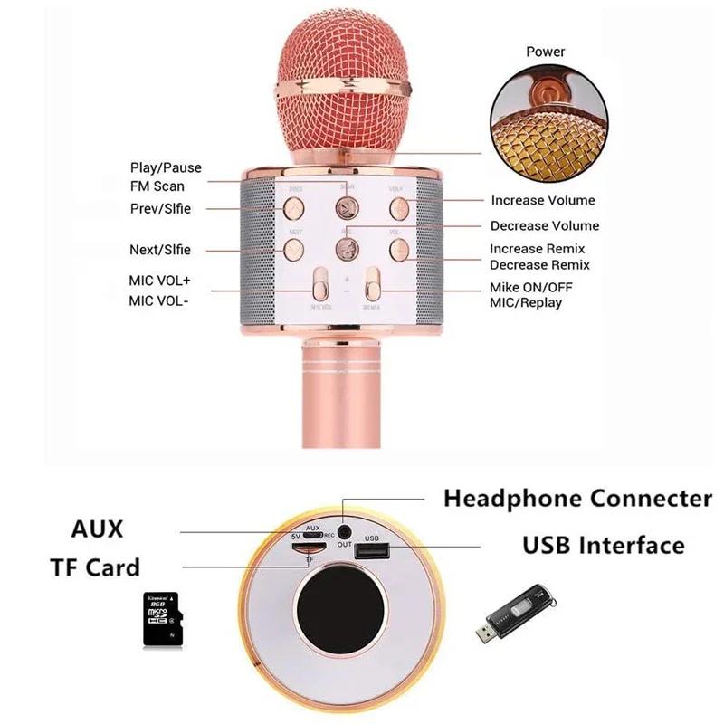 Bluetooth Karaoke Portable Wireless Karaoke Microphone Home KTV Player For Kids Professional Speaker Handheld For Party Singing