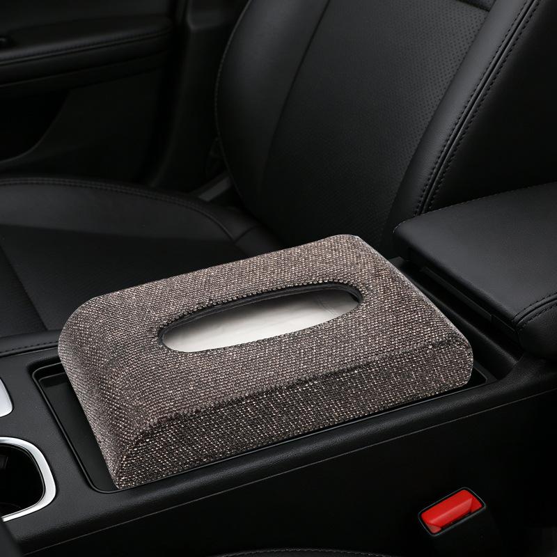 Car Tissue Box Diamond Bling Women's Interior Accessories Auto Napkin Holder Portable Space Saving Tissue Dispenser Interior