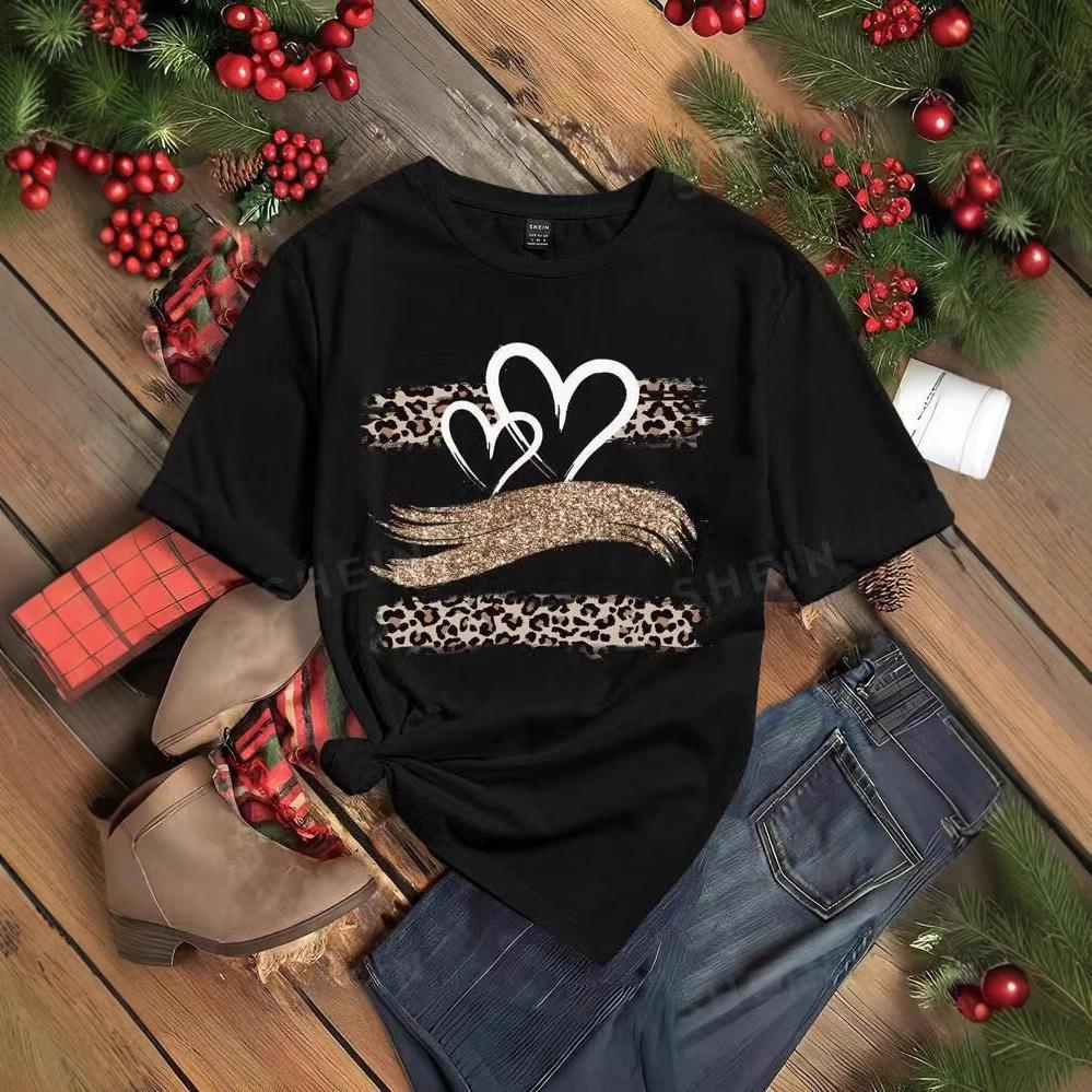 Summer Round Neck 3D Love Butterfly Print Top Fashionable Casual Short Sleeved Women's T-shirts