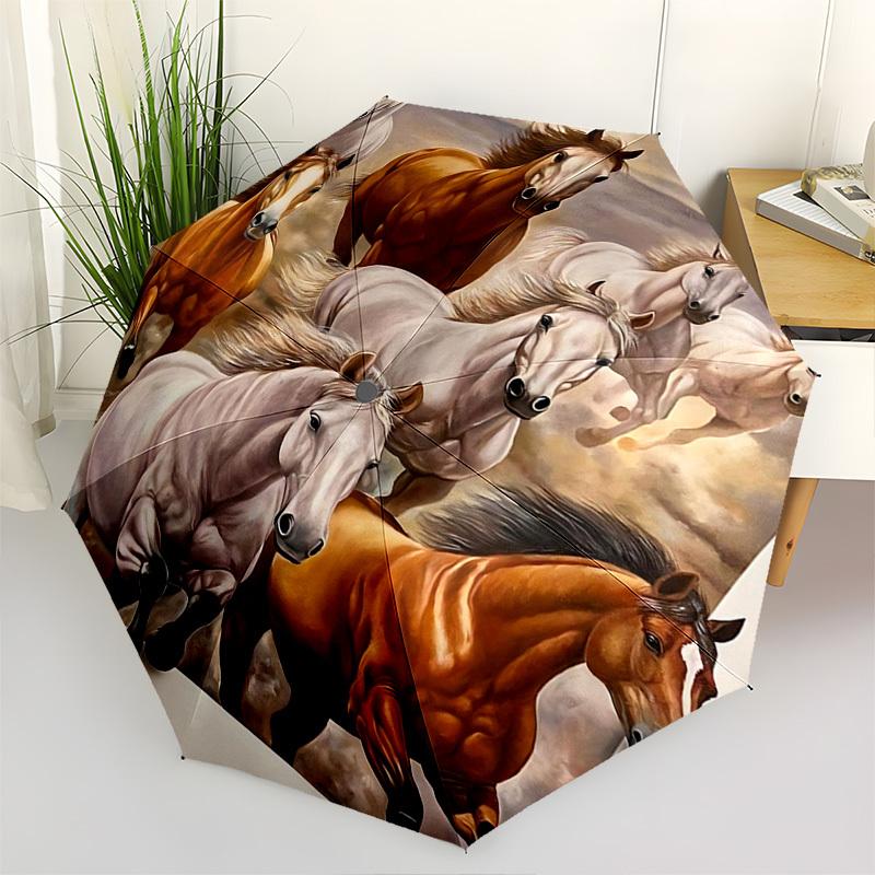 

Horse Automatic Folding Umbrella Compact 8 rib Design,Unique Style,Suitable for Everyday Outdoor Use,Perfect Gift for Friends and Famil