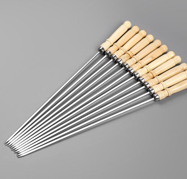 Stainless Steel Kabob BBQ Skewers Set Flat Barbecue Skewers Reusable BBQ Sticks Metal Grilling Skewers for Shish