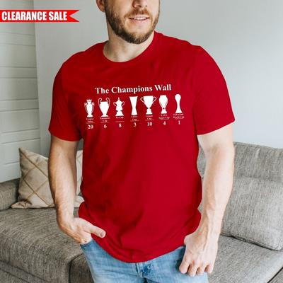 Liverpool Champions Wall T-Shirt Bedruckte Trophäen-Ikonen 20 Mal Liga-Sieger Top