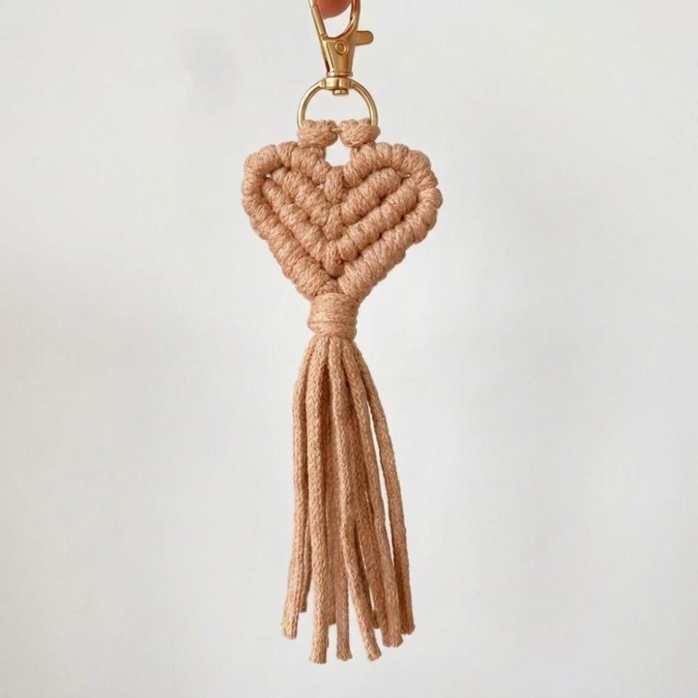 Heart-shaped Handwoven Keychains Pendant Style Mobile Phone Bag Pendant For Women Gift