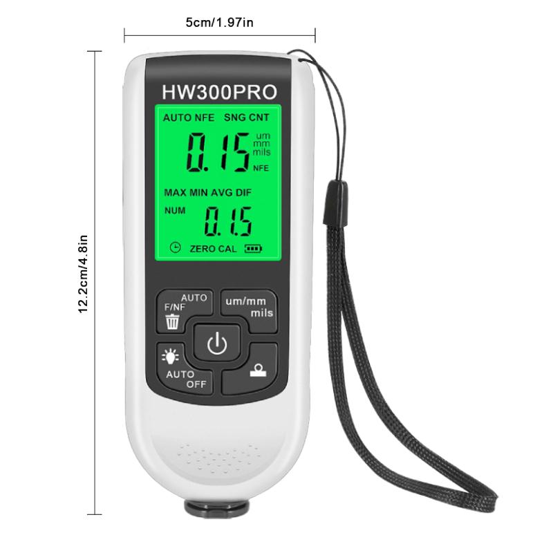 Car Paint Coating Thickness Gauge Car Paint Electroplate Metal Coating Thickness Tester Meter 0-2000um Fe & NFe Probe