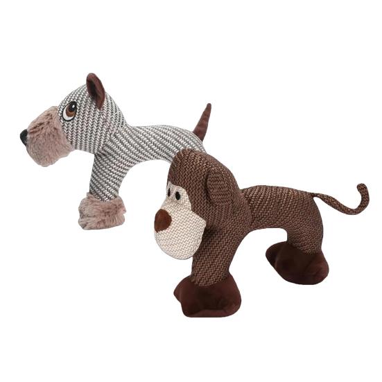 

2 шт. Плюшевые жевательные игрушки для собак Пищащие набитые животные Игрушка для собак Льняная ткань Милое животное Игрушка для прорезывания зубов щенка для всех пород Перетягивание Апорт Игры C