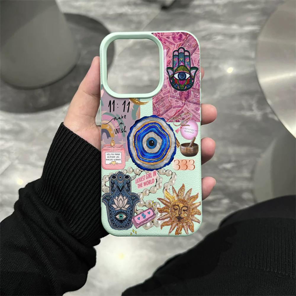 Hamsa Hand Böser Blick Collage Handyhülle Für iPhone 17 16 15 14 13 12 11 Pro Max 13 Mini 16e 17 Air Weiche Hülle Coque