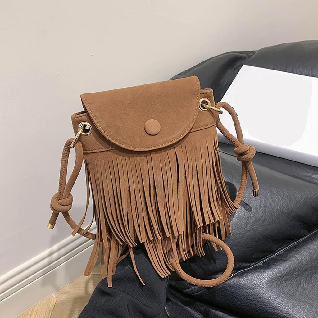 Suede Fringe Retro Casual Crossbody Single Shoulder Small Square Women's Bag