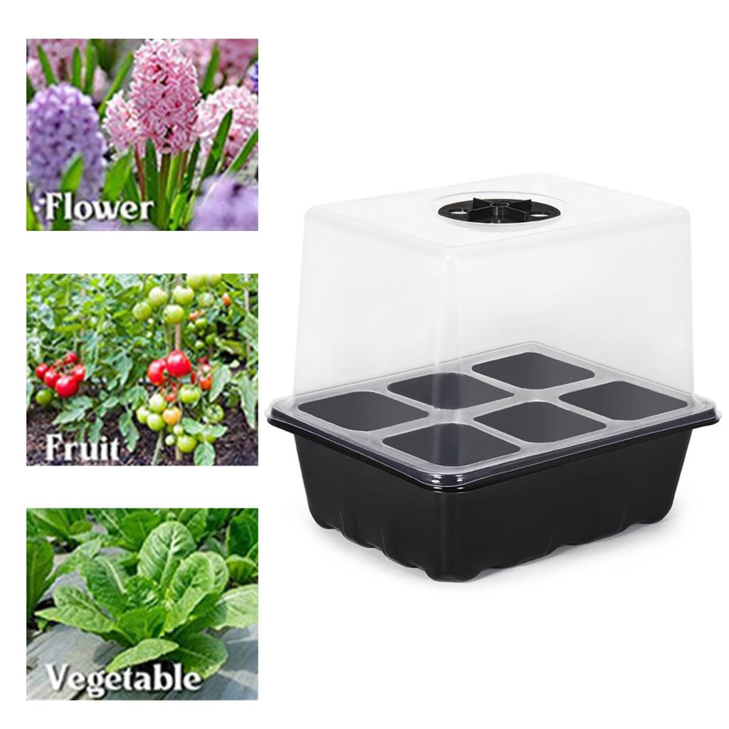 Seeds Starter Tray 6 Cells/12 Cells Seeds Germination Tray with Adjustable Humidity Vent Plant Nursery Box for Indoor Garden Bonsai Seedlings Starting