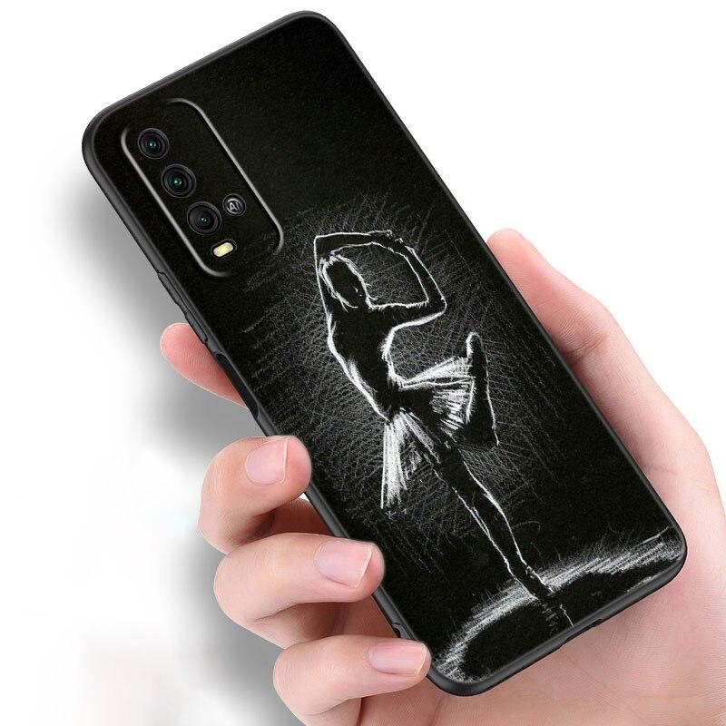 Ballerina Girl Phone Case For Xiaomi Redmi Note 10 9 Pro Max 10S 10T 9A 9C 9S 9T 8A 8T 8 7 Pro Soft TPU Black Cover