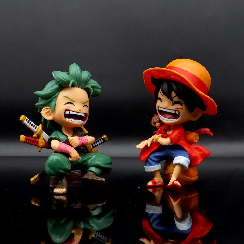 12cm Anime Figure One Piece Monkey D Luffy Roronoa Zoro Kawaii Toys Q Figural Nendoroid Car Decoration PVC Model Fans Gifts