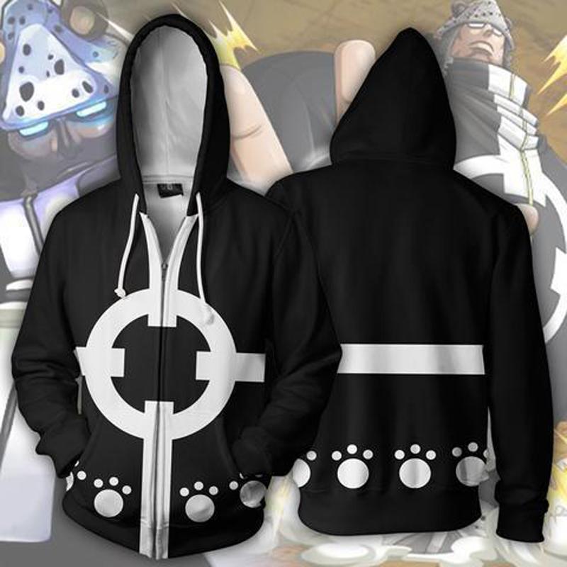 2021 One Piece Anime 3D Print Zipper Hoodie for Men