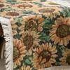 Jute Table Runner Jacquard Sunflower Pattern American Style with Tassels Table Runner Decoration for Party Yellow