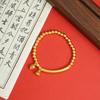Luxury 24K 9999 Pure Gold Real Gold Curved Tube Round Bead Bracelet Women's Vintage Lotus Seed Bracelet