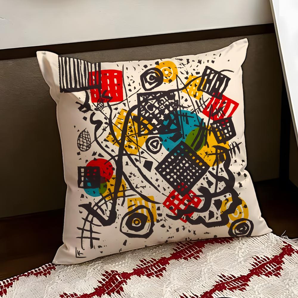 WWassily KKandinsky Art Cushion Cover Reversible Soft Durable Pillow Cover Home Car MultiScene Use for Daily Comfort
