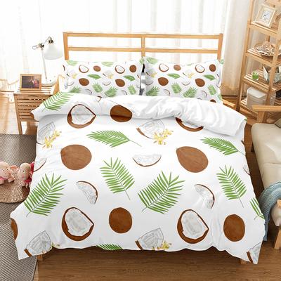 Kokosnuss Bettbezug Set Kokospalmenmuster Bettdeckenbezug für Jungen Mädchen Kinder Schlafzimmerdeko Doppel Einzelgröße Bettdeckenbezug